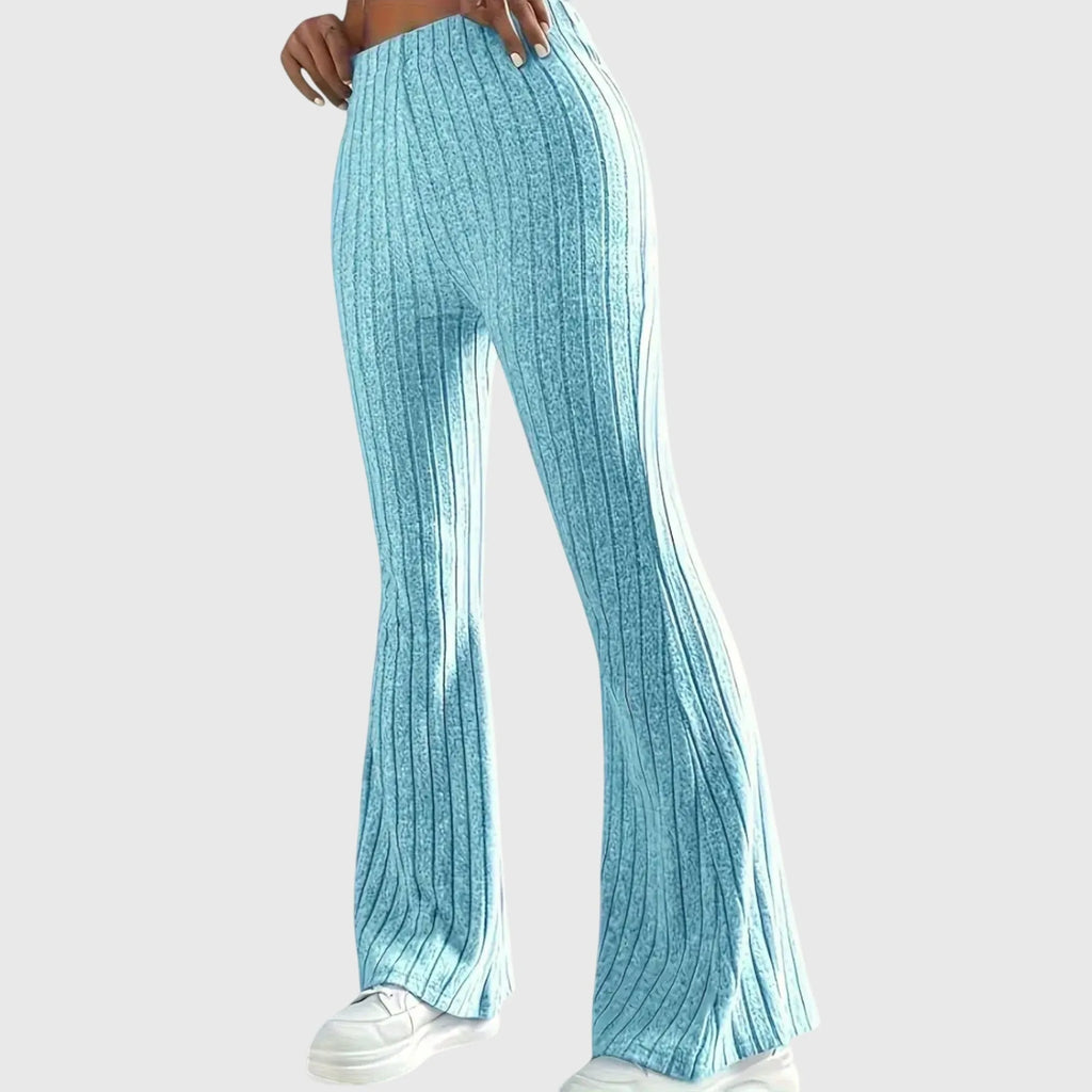 Women's ribbed pants with flared leg