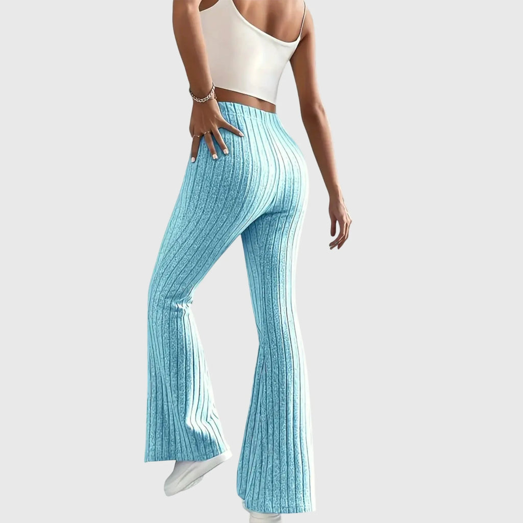 Women's ribbed pants with flared leg