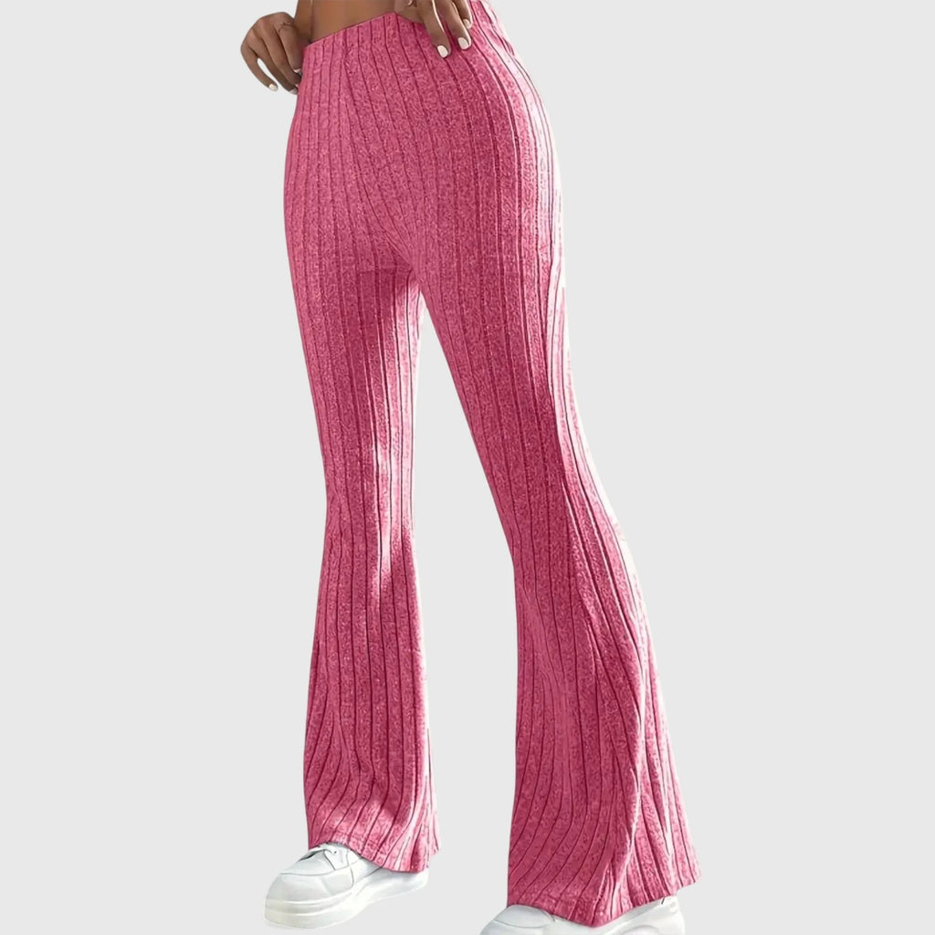 Women's ribbed pants with flared leg