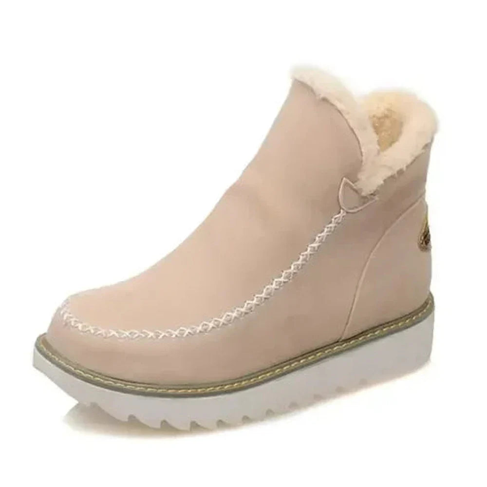 Women's suede orthopedic ankle boots with faux fur lining