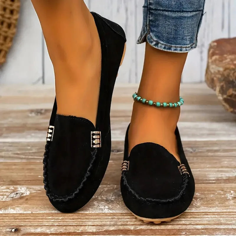 Women's Suede Slip On Loafers Flat Casual Shoes