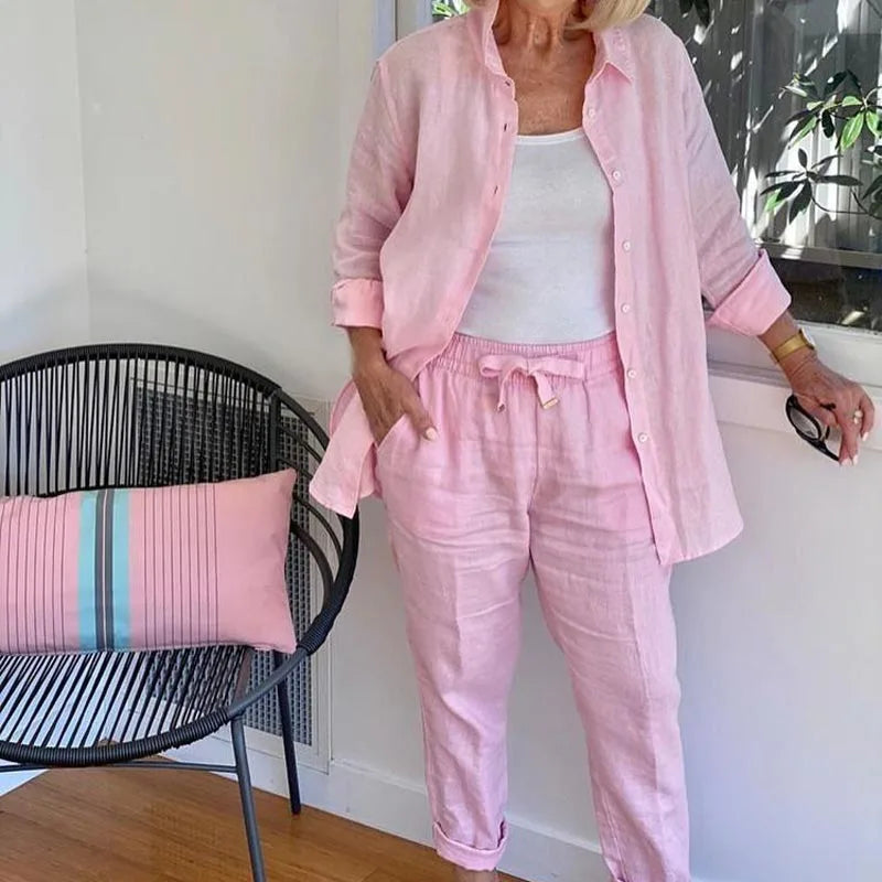 Women's Two Piece Set Shirt Jacket Drawstring Pants