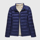 Dark blue stand-up collar