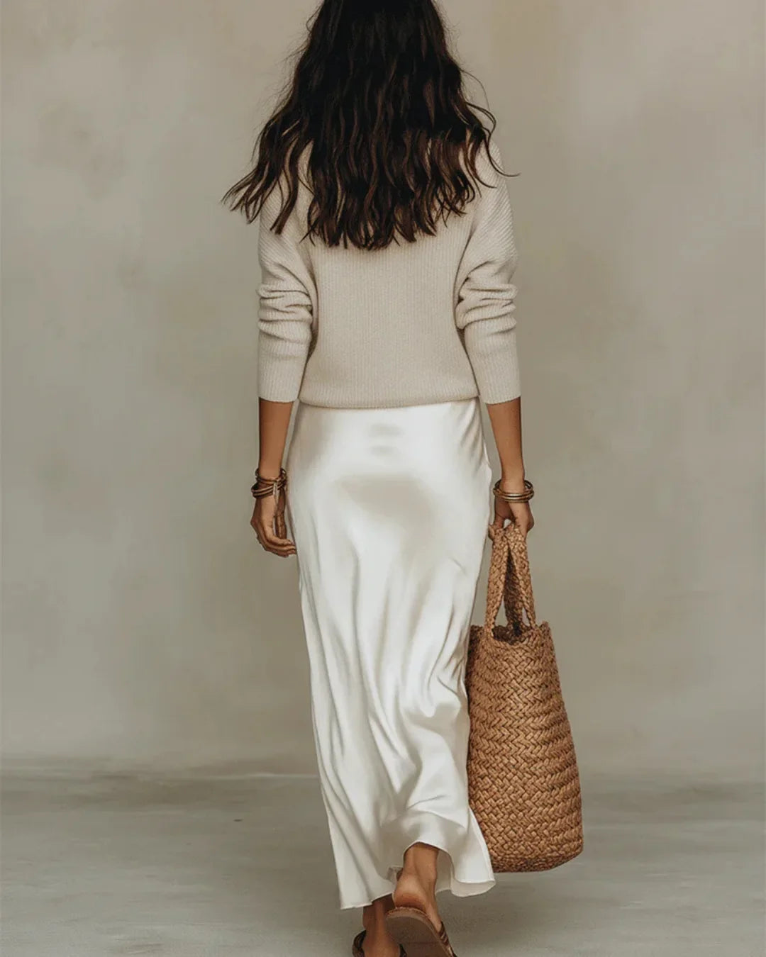 Women's V-Neck Sweater Two Piece Midi Set