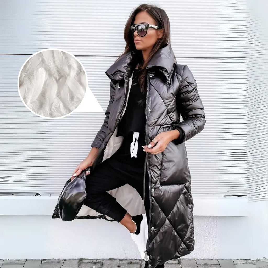 Women's zip-up stand collar quilted coat