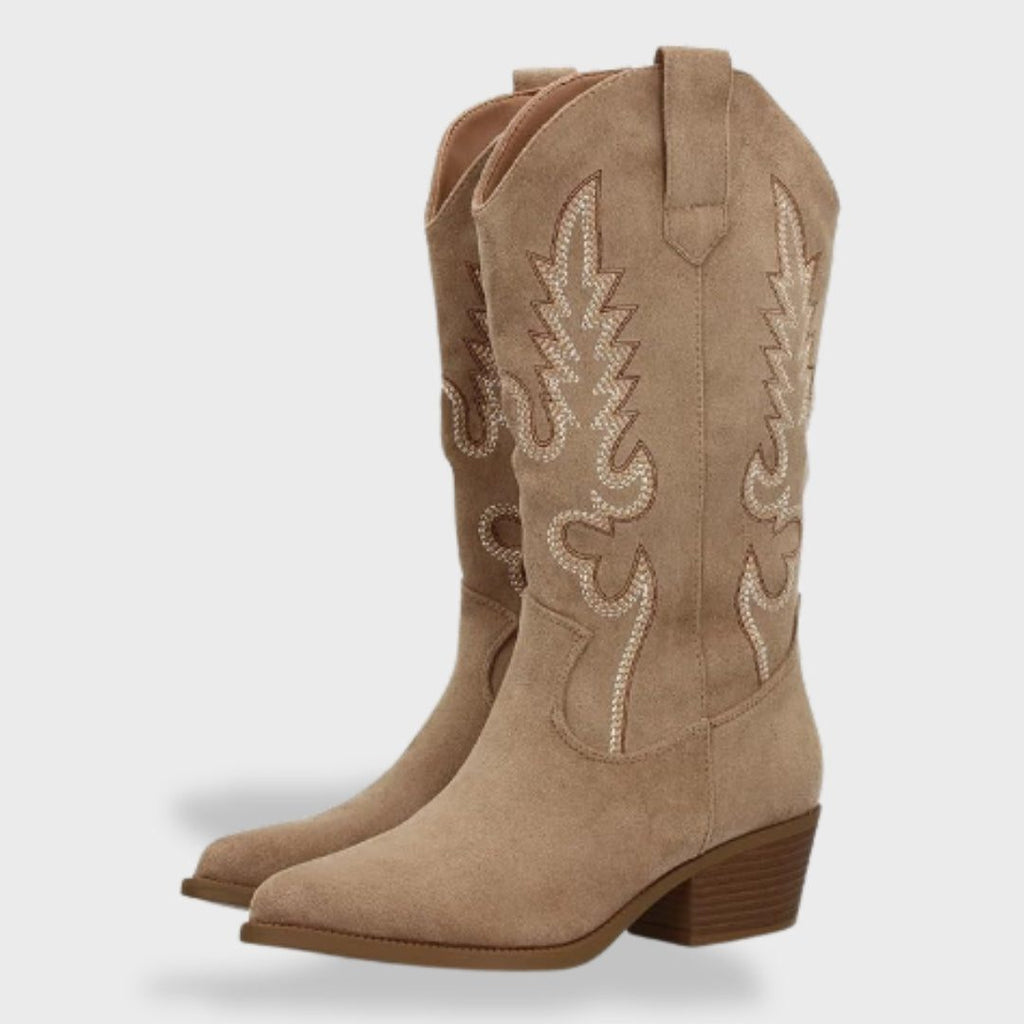 Cleo | Embroidered Suede Cowboy Boots for Women