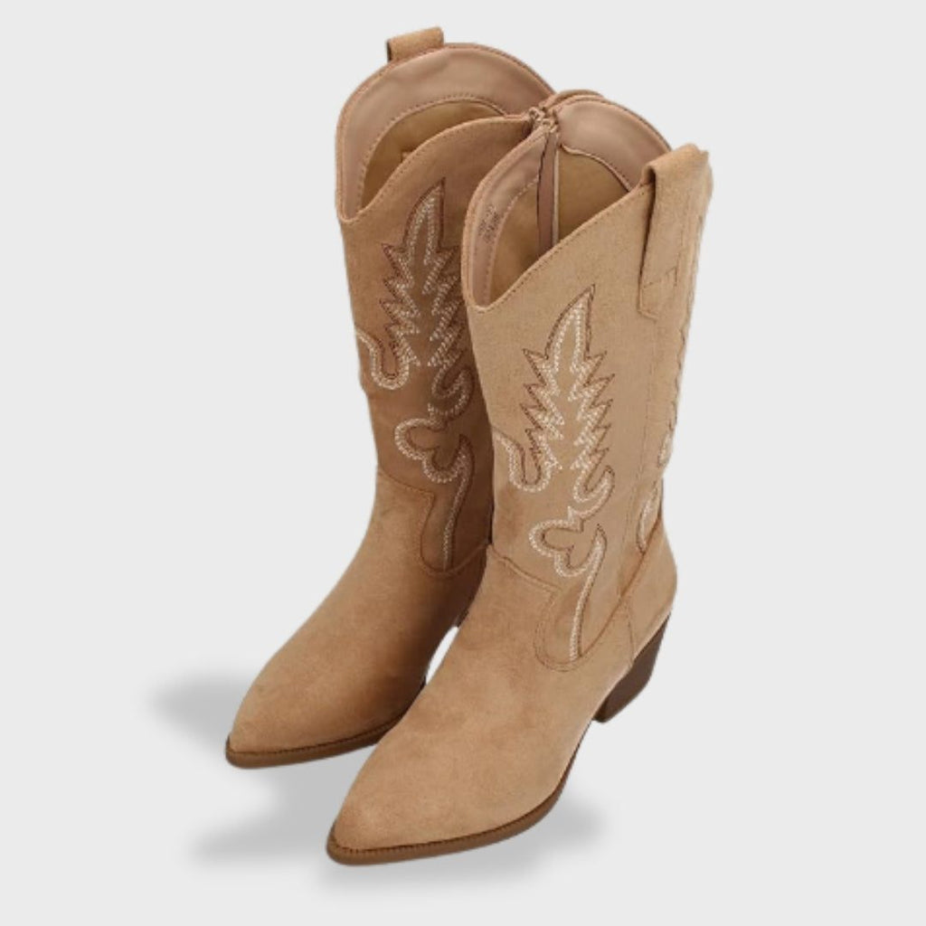Cleo | Embroidered Suede Cowboy Boots for Women