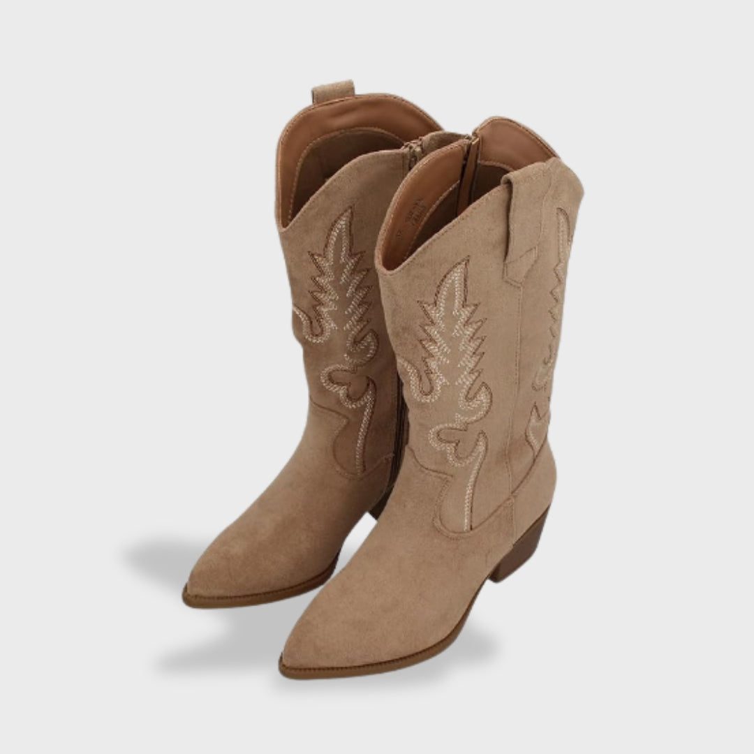 Cleo | Embroidered Suede Cowboy Boots for Women