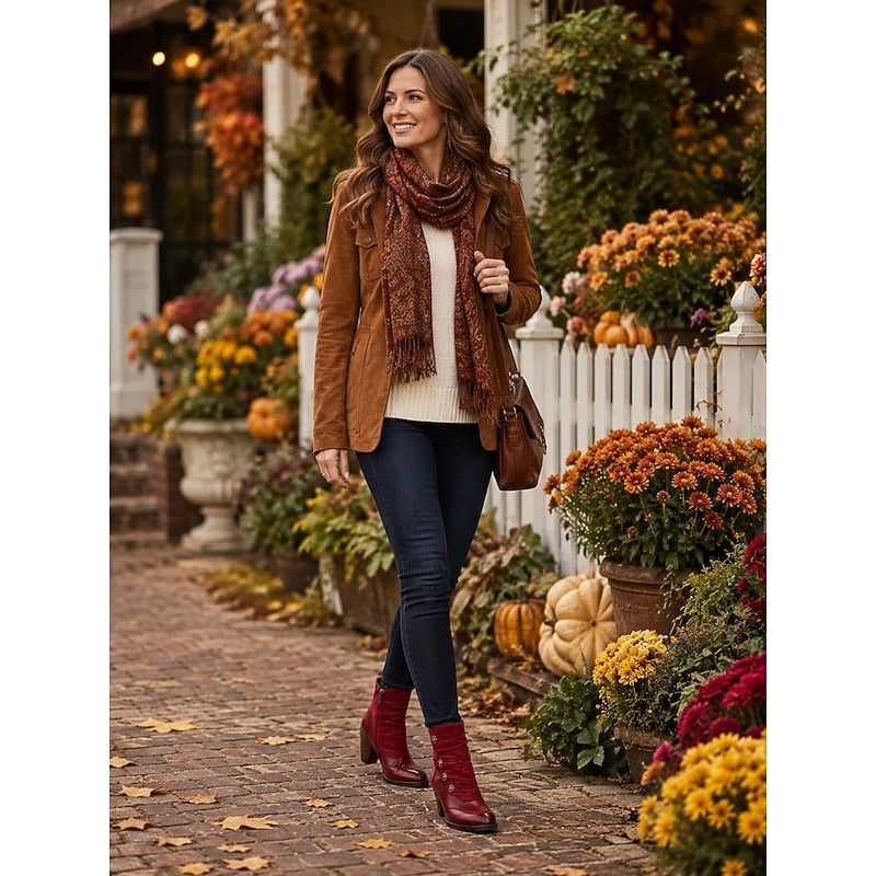 Emerson | Leather Block Heel Ankle Boots for Women