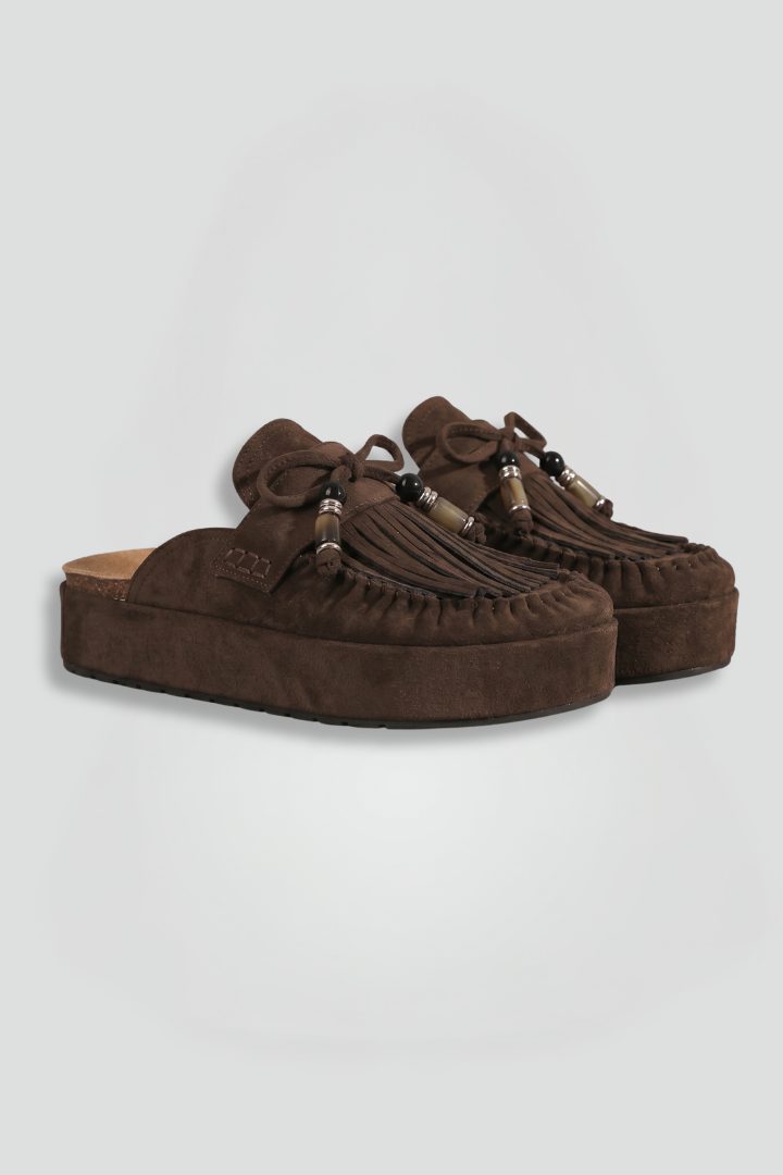 Enora | Suede Platform Loafers with Fringe for Women