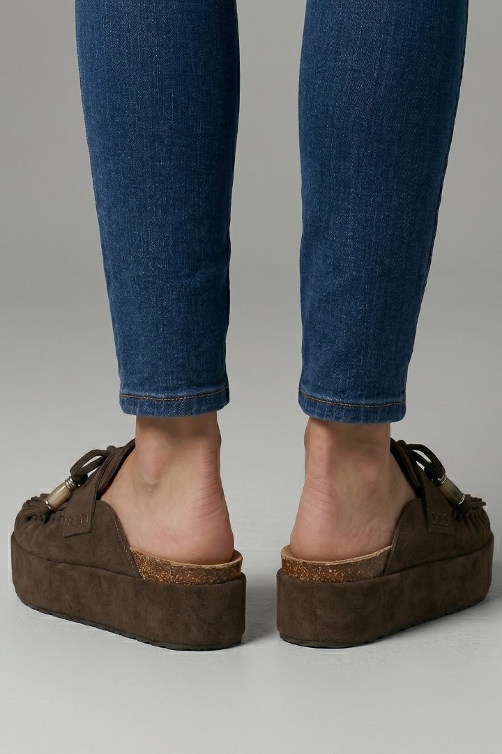 Enora | Suede Platform Loafers with Fringe for Women