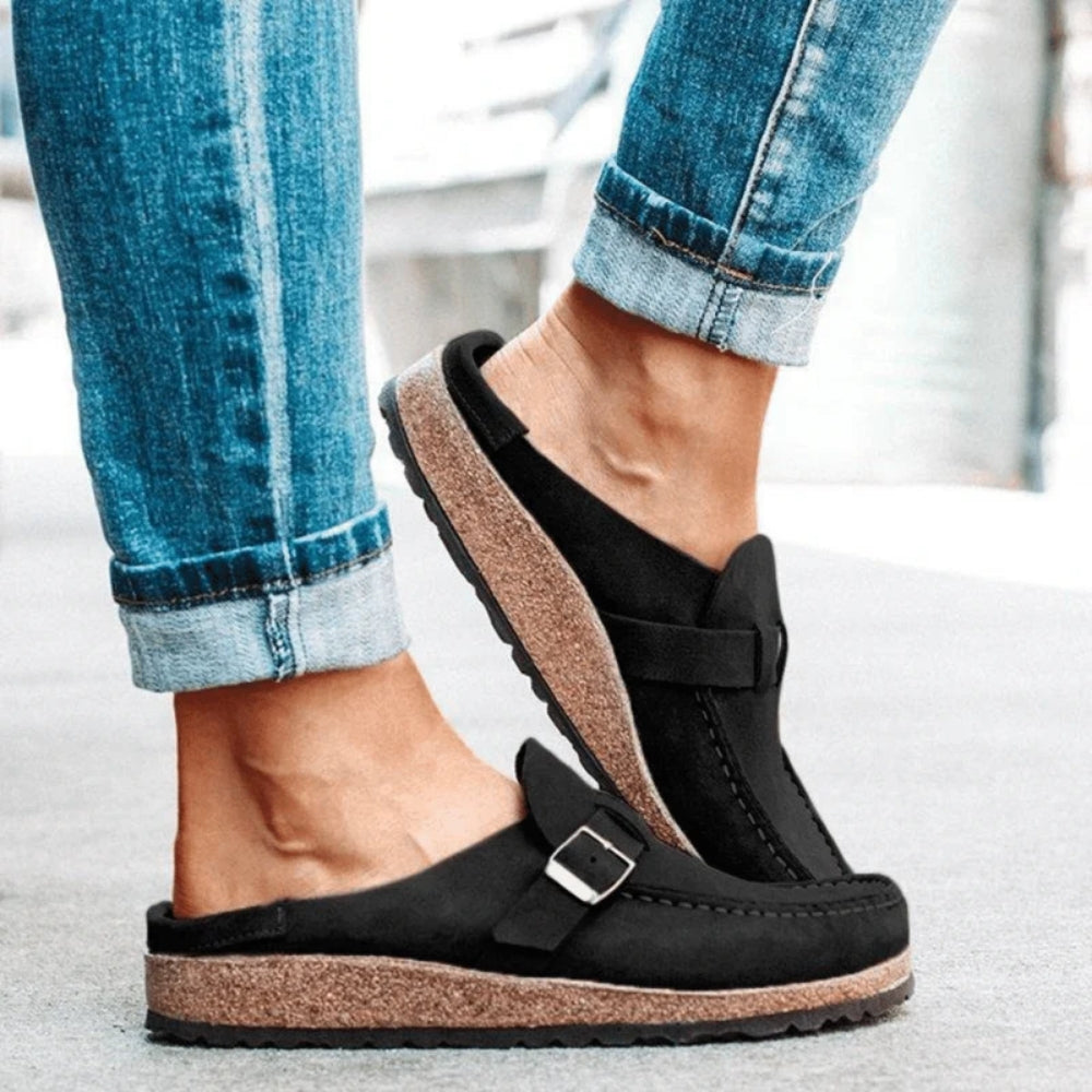 Women's Buckle Loafers, Moc Toe, Flat Platform Sole