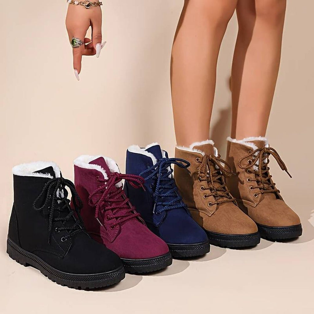 Evangelina | Fleece-Lined Ankle Boots with Lace-Up Closure for Women