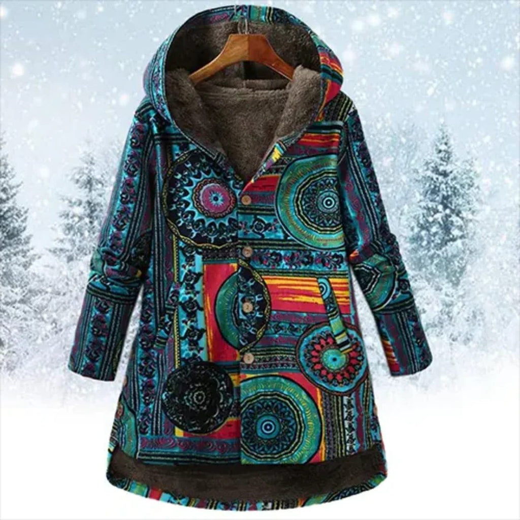 Evelina | Patchwork Winter Coat with Hood for Women