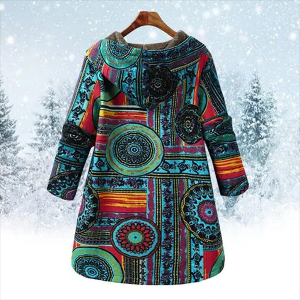 Evelina | Patchwork Winter Coat with Hood for Women