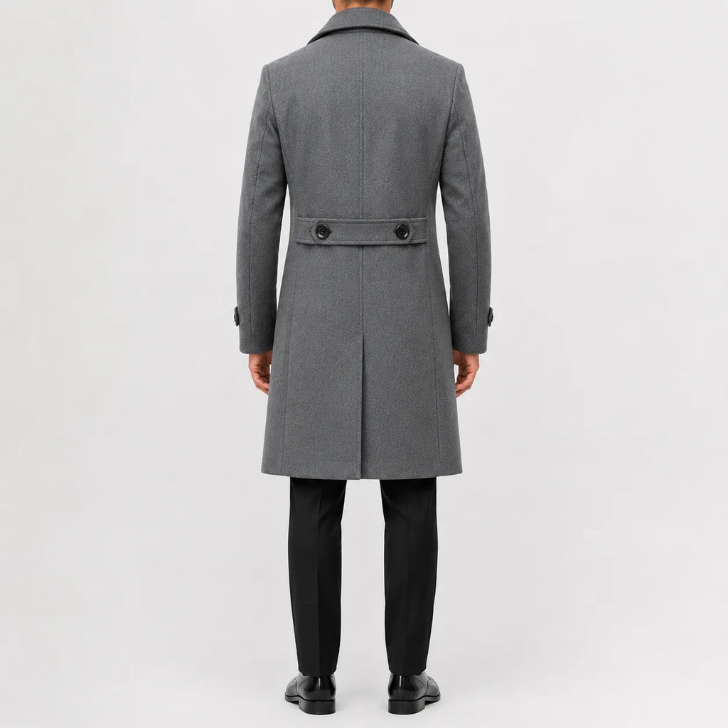 Men's Double-Breasted Trench Coat, Notched Lapels, Long Cut