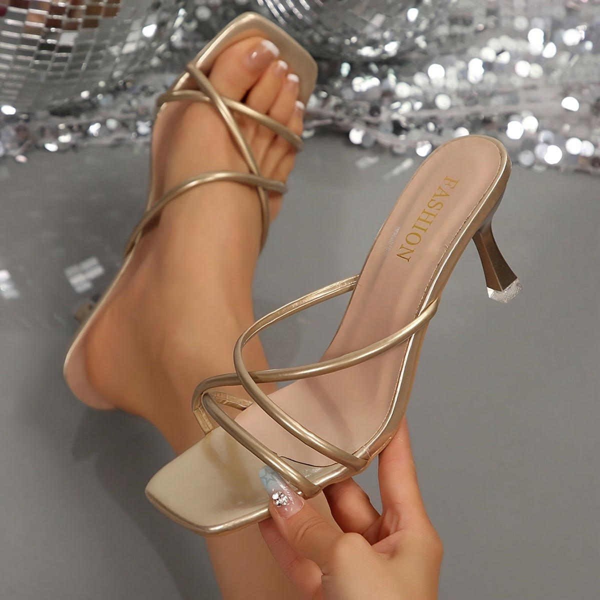 Women's Stiletto High Heels with Soft Soles and Cross-Strap Design