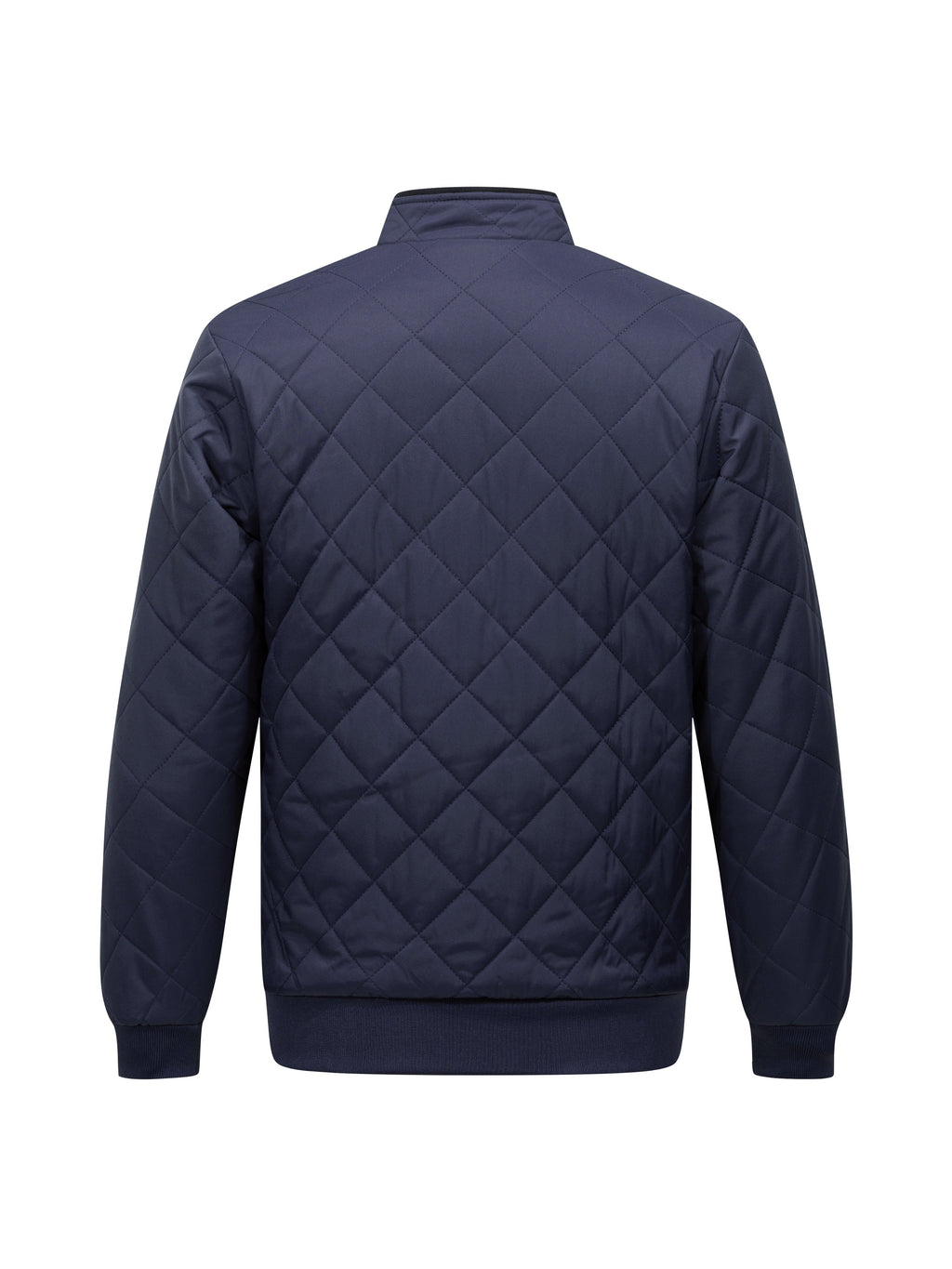 Montarello Men's Diamond Quilted Zip-Up Jacket with Stand Collar