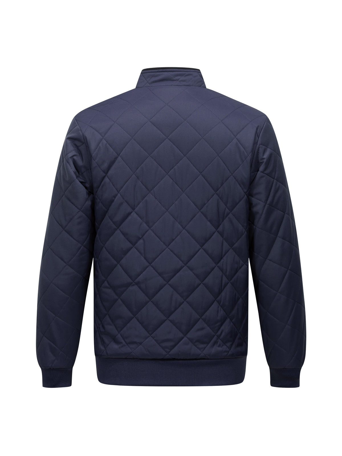 Montarello Men's Diamond Quilted Zip-Up Jacket with Stand Collar