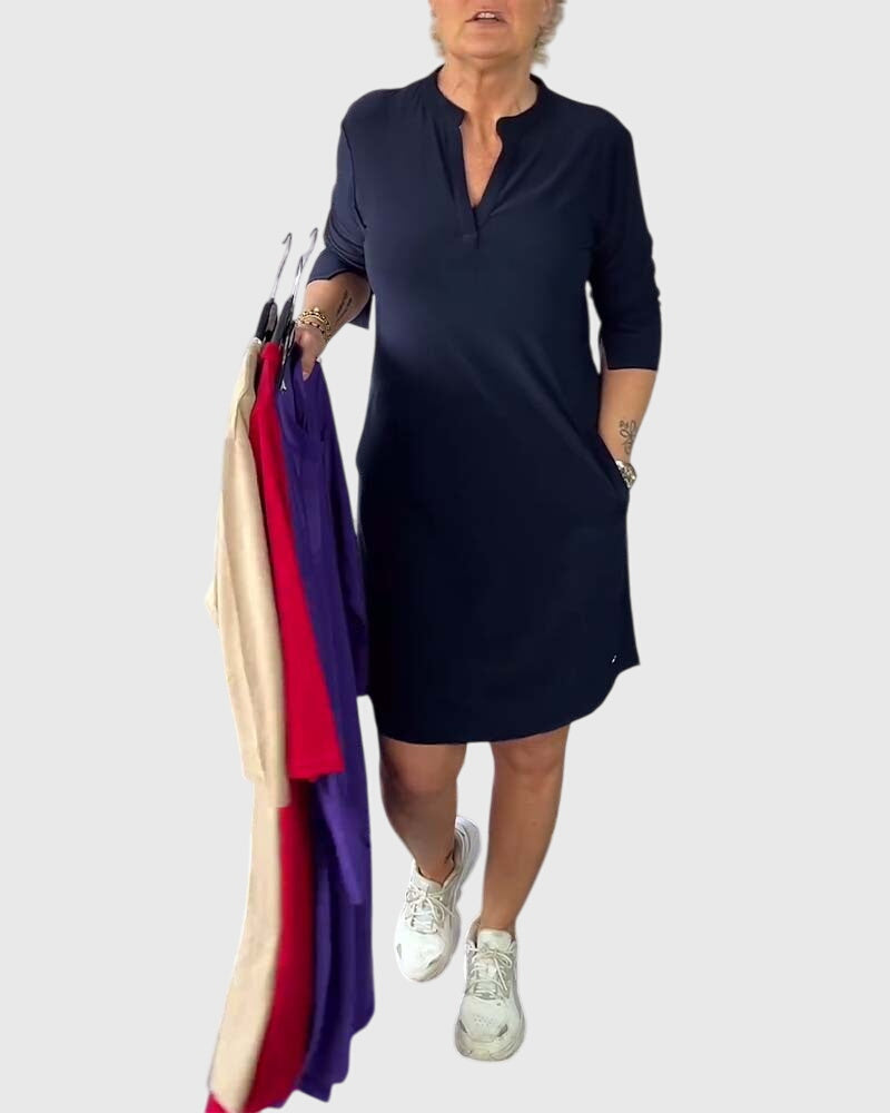 Sophie | Solid V-Neck Dress