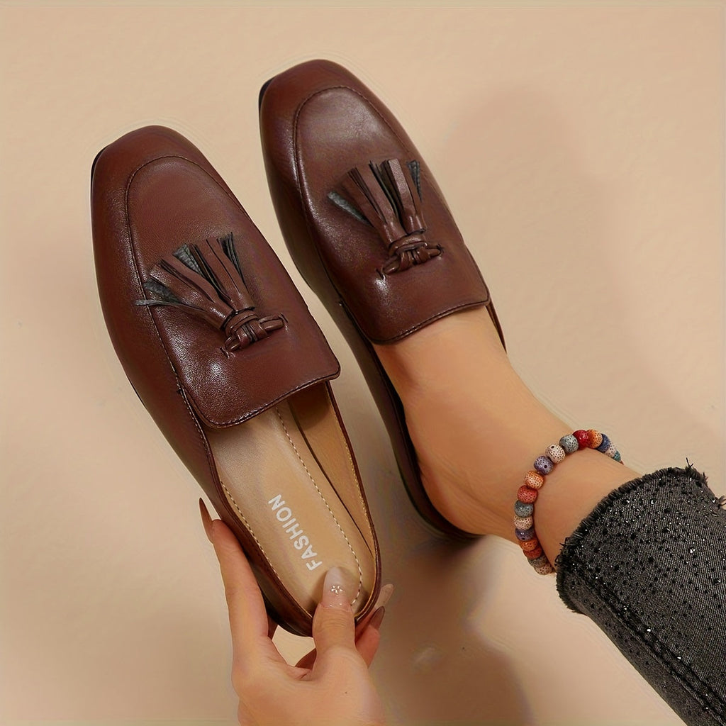 Women's Penny-Loafer Shoes with Plain Toe and Slip-On Design