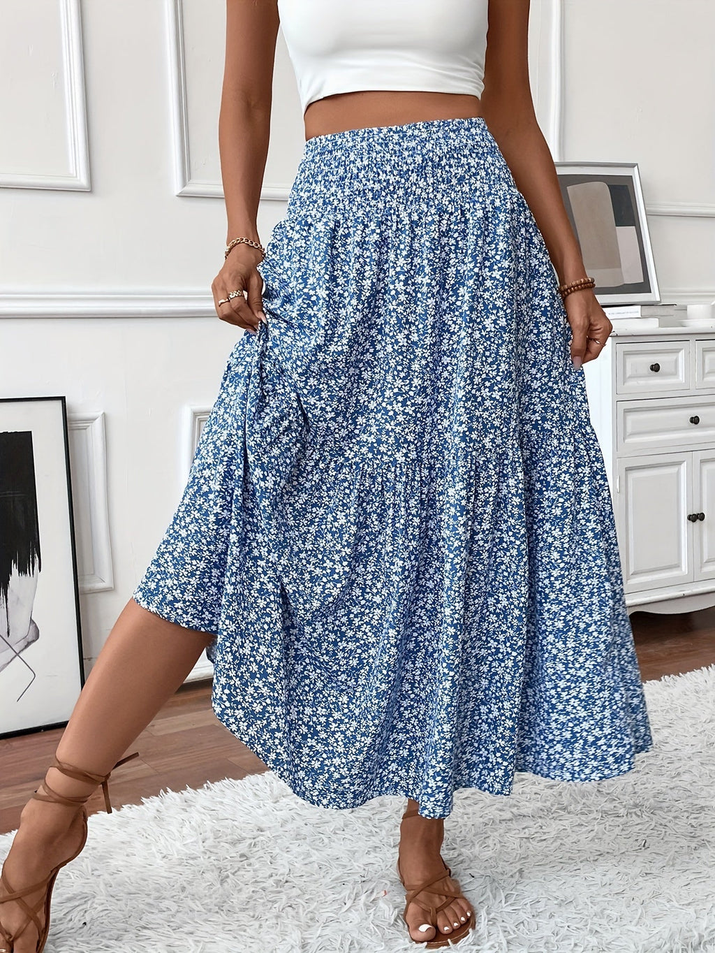 Women's Floral Skirt with Flattering Fit and Flowing Fabric