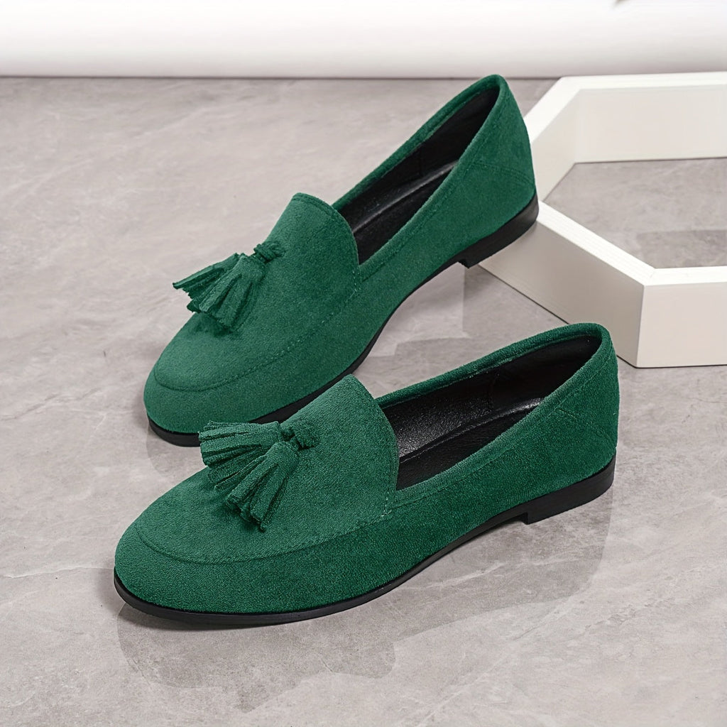 Women's Casual Loafers with Tassel Detail and Round Toe