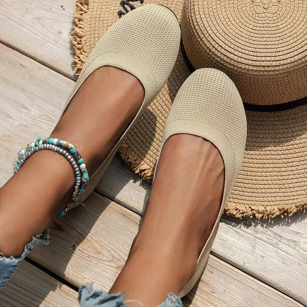 Women's Ribbed Slip-On Flats with Arch Support