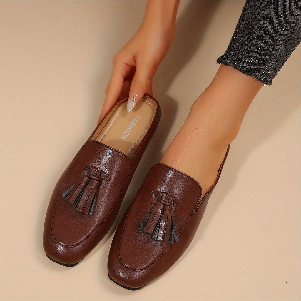 Women's Penny-Loafer Shoes with Plain Toe and Slip-On Design