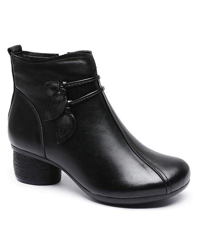 Fabia | Leather Ankle Boots with Chunky Heel for Women