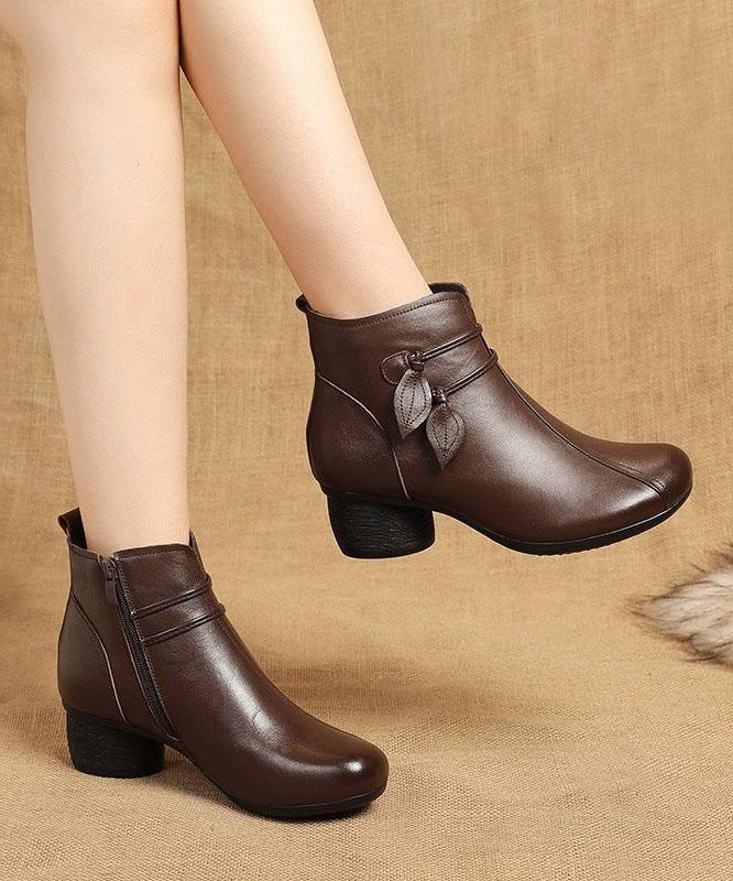 Fabia | Leather Ankle Boots with Chunky Heel for Women