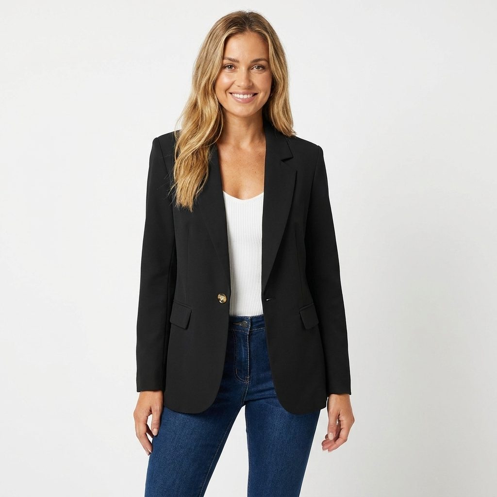 Fara | Single-Breasted Longline Blazer with Notch Lapel for Women