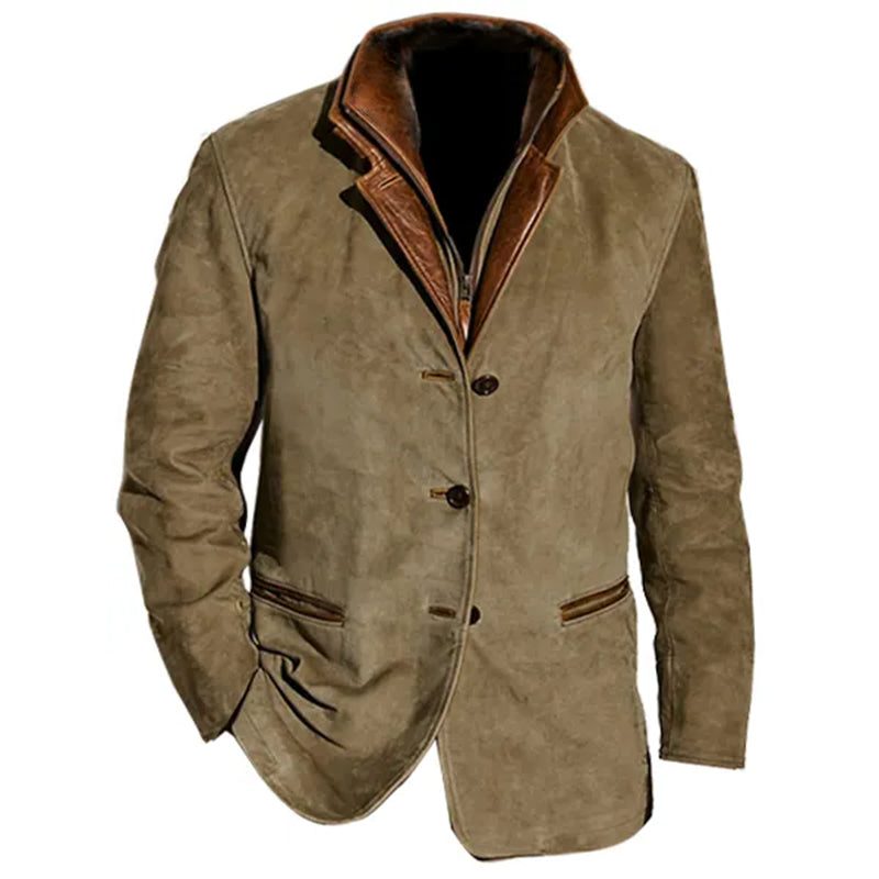 Faux Suede Lapel Collar Blazer for Men