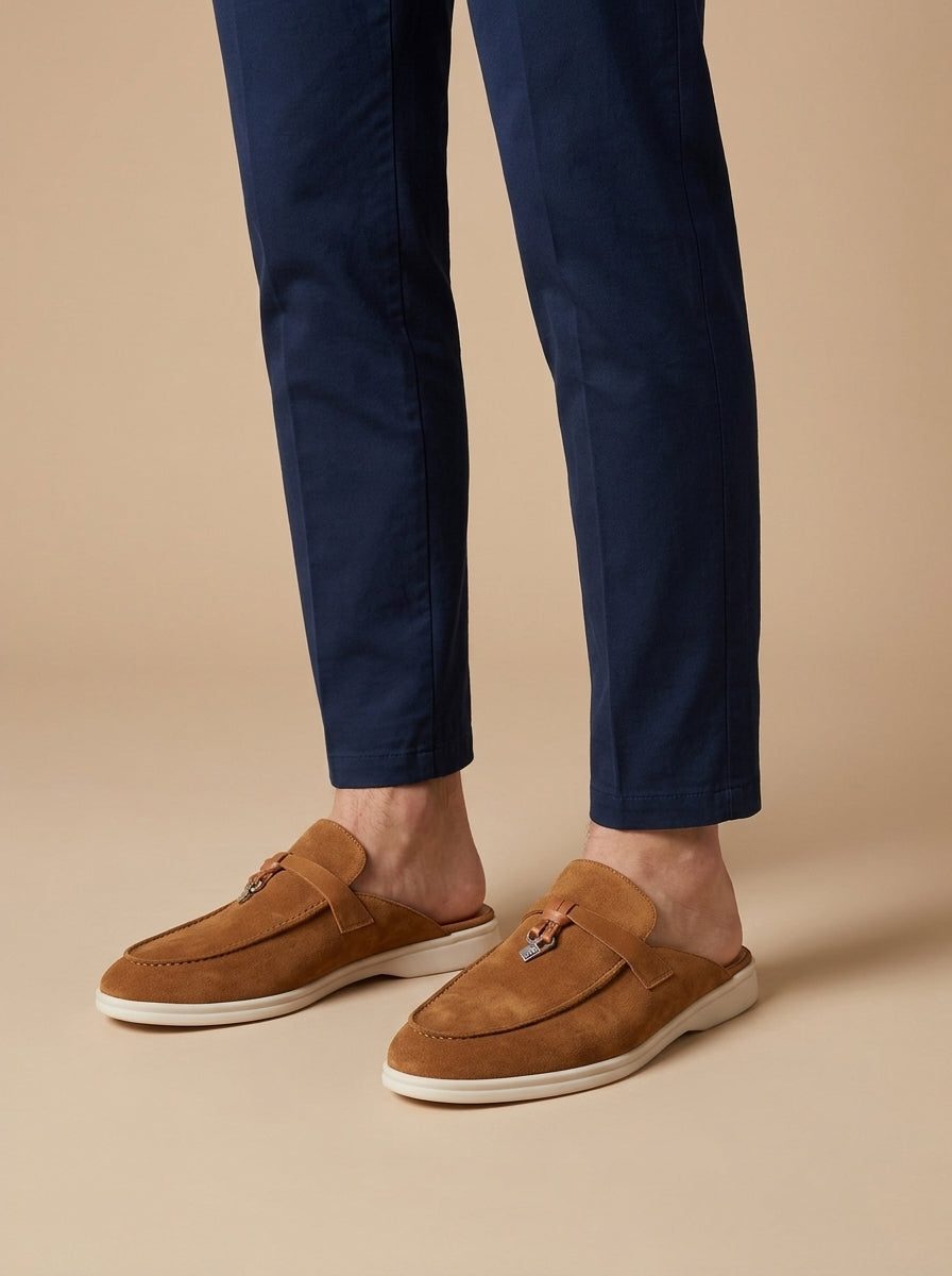 Faux Suede Open Back Loafer Mule for Men
