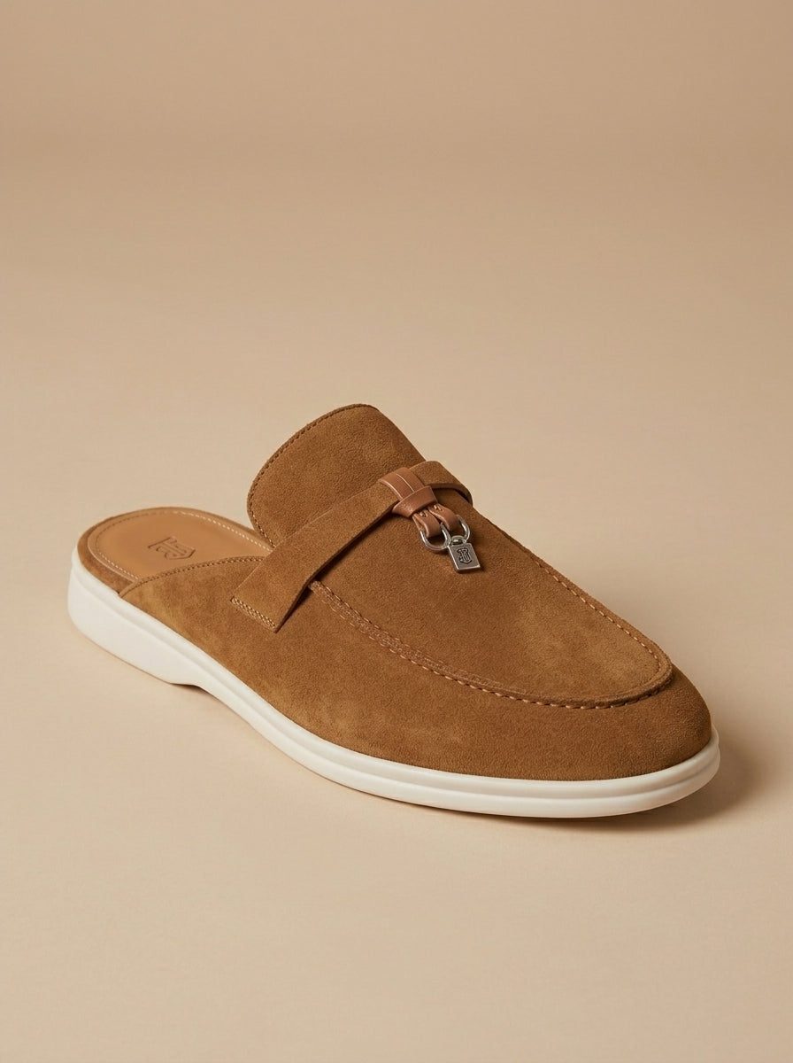 Faux Suede Open Back Loafer Mule for Men