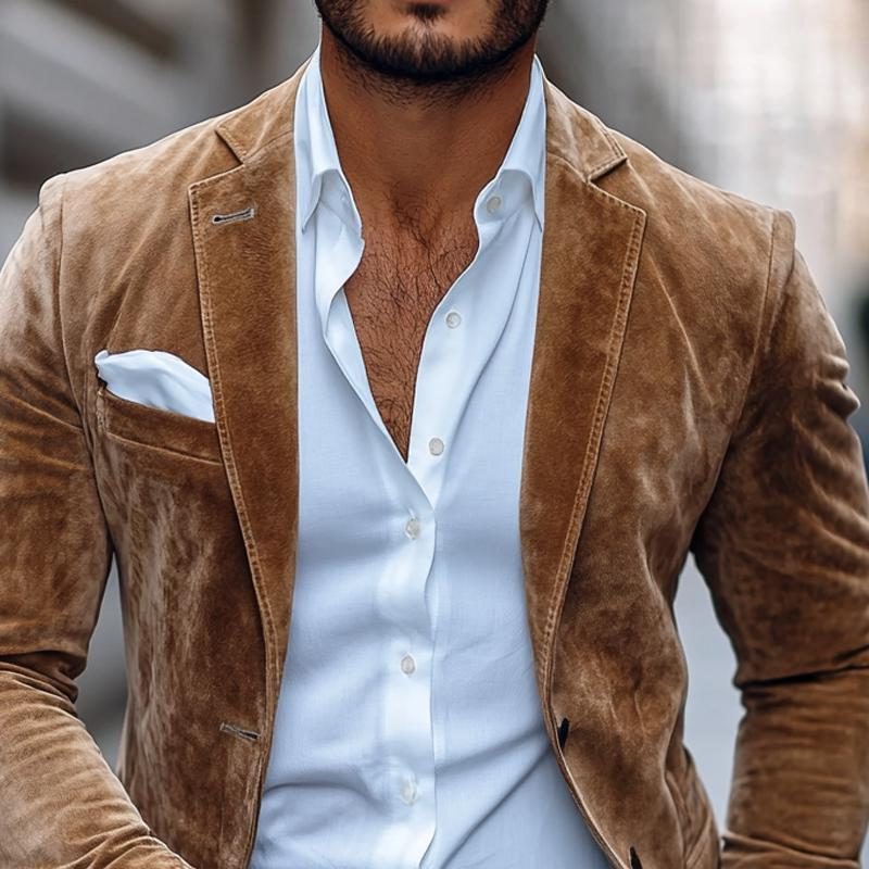 Faux Suede Slim Fit Blazer for Men