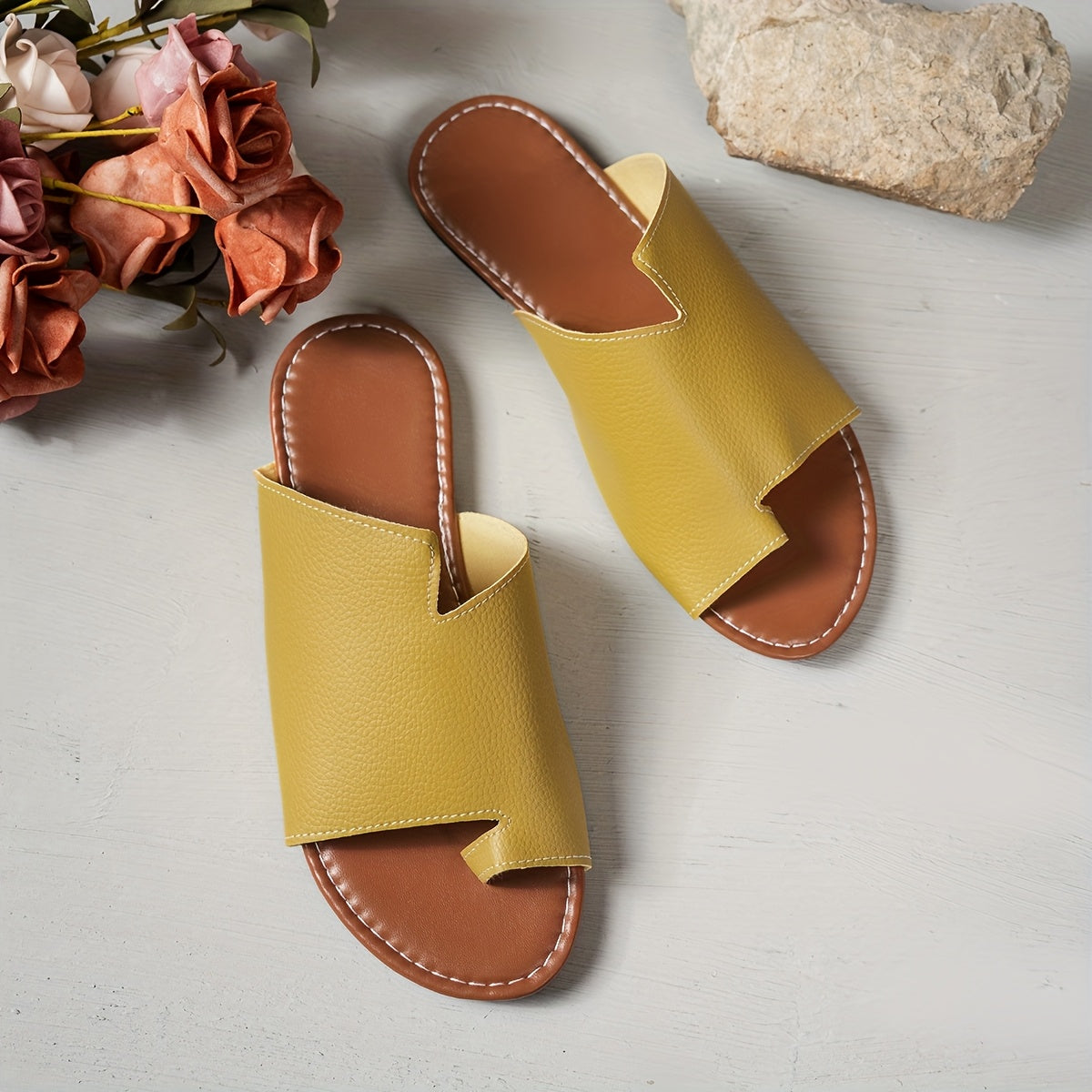 Women's Summer Sandals with Open Toe and Slip-On Design