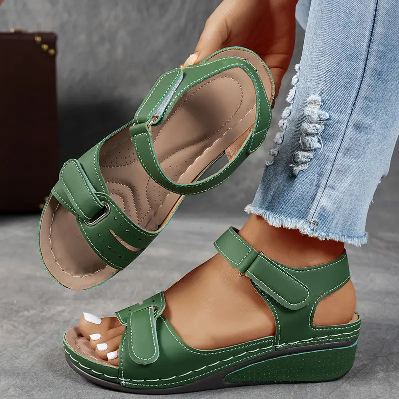 Women's Orthopedic Sandals with Wedge Heel and Adjustable Fit