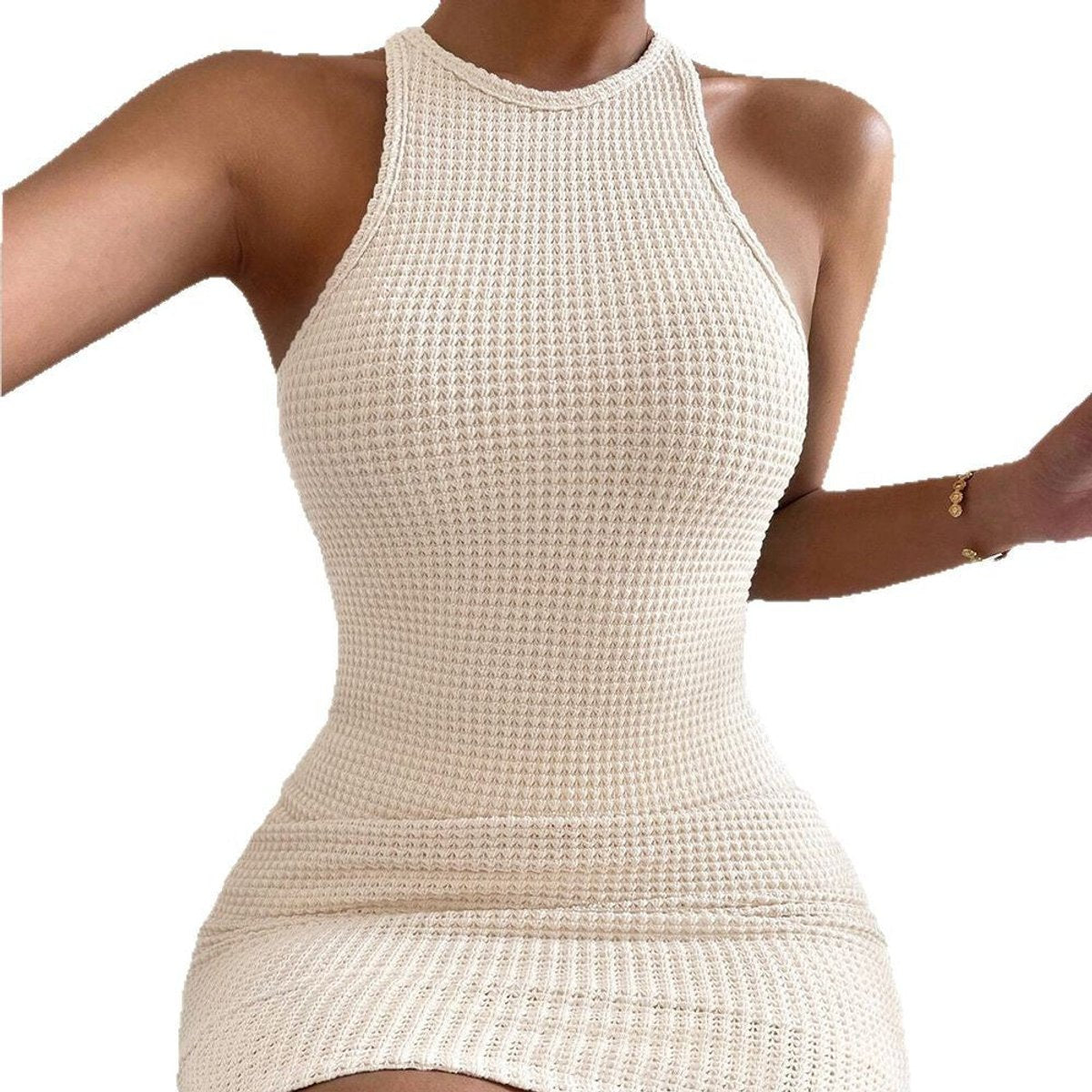 Women's Sleeveless Textured Mini Dress with Racerback