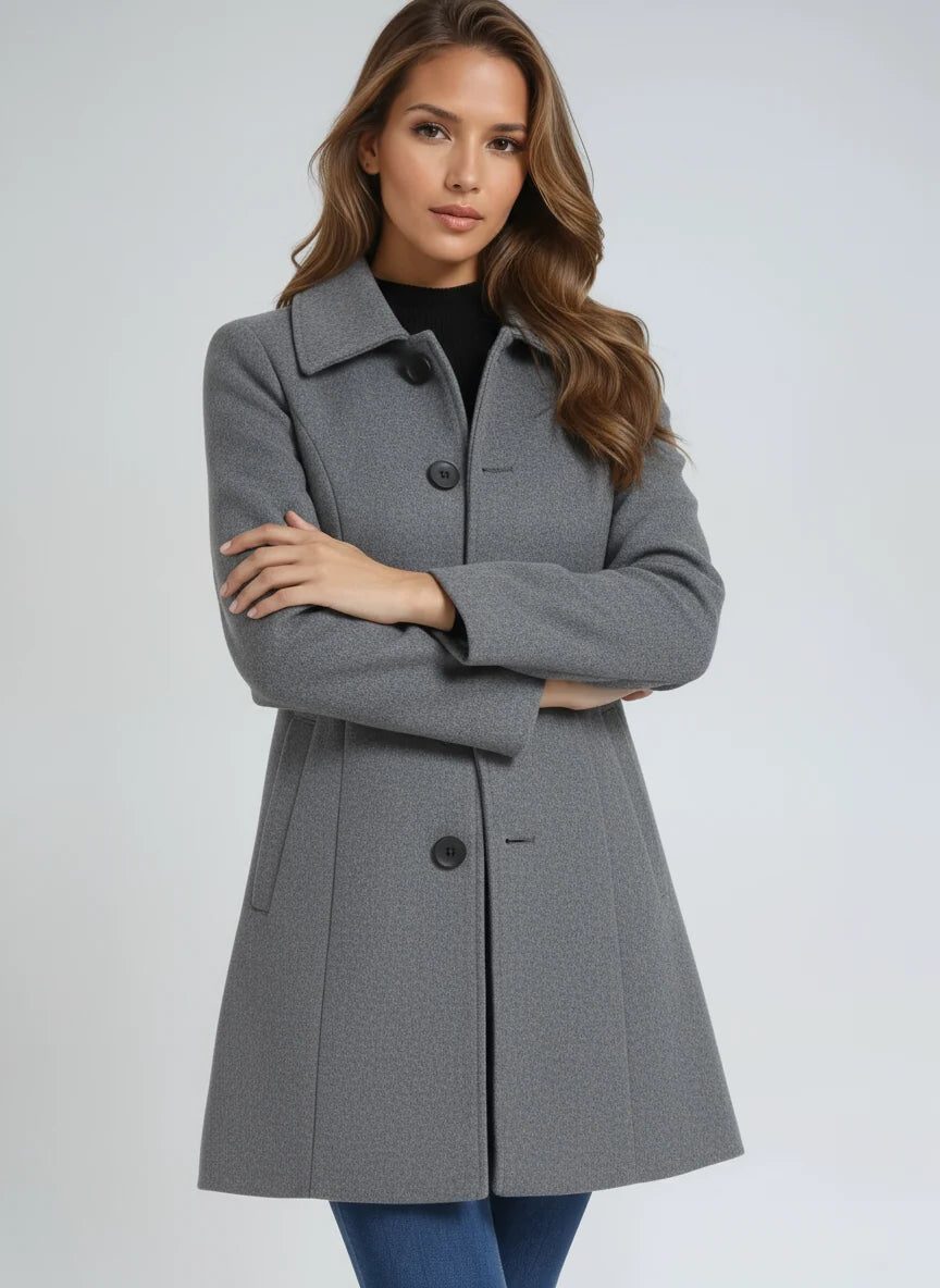 Aino | Fit-and-Flare Trench Coat with Lapel Collar for Women