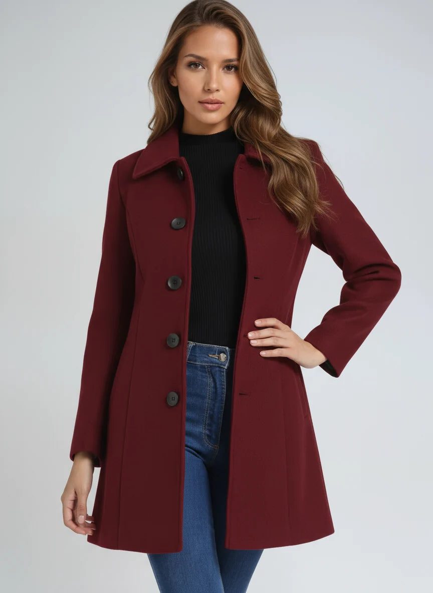Aino | Fit-and-Flare Trench Coat with Lapel Collar for Women
