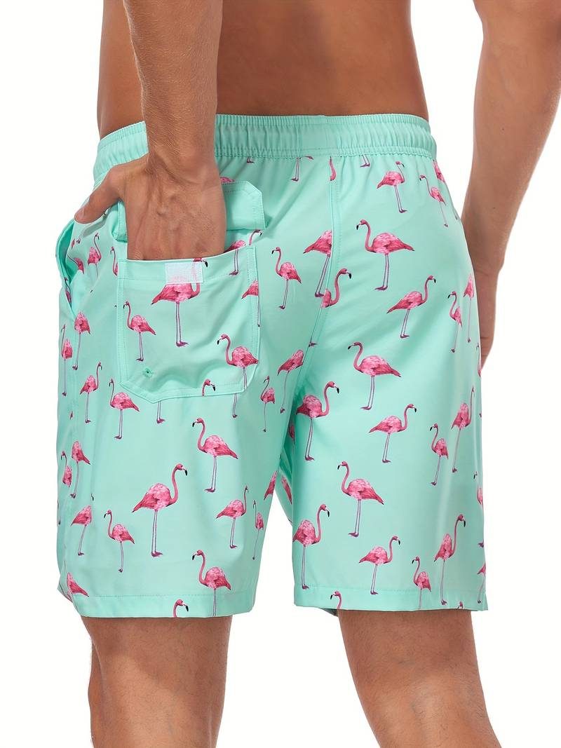Flamingo Print Swim Shorts for Men