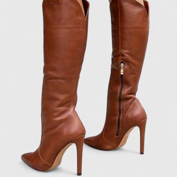 Fleurette | Knee High Boots with Pointed Toe and Zip for Women