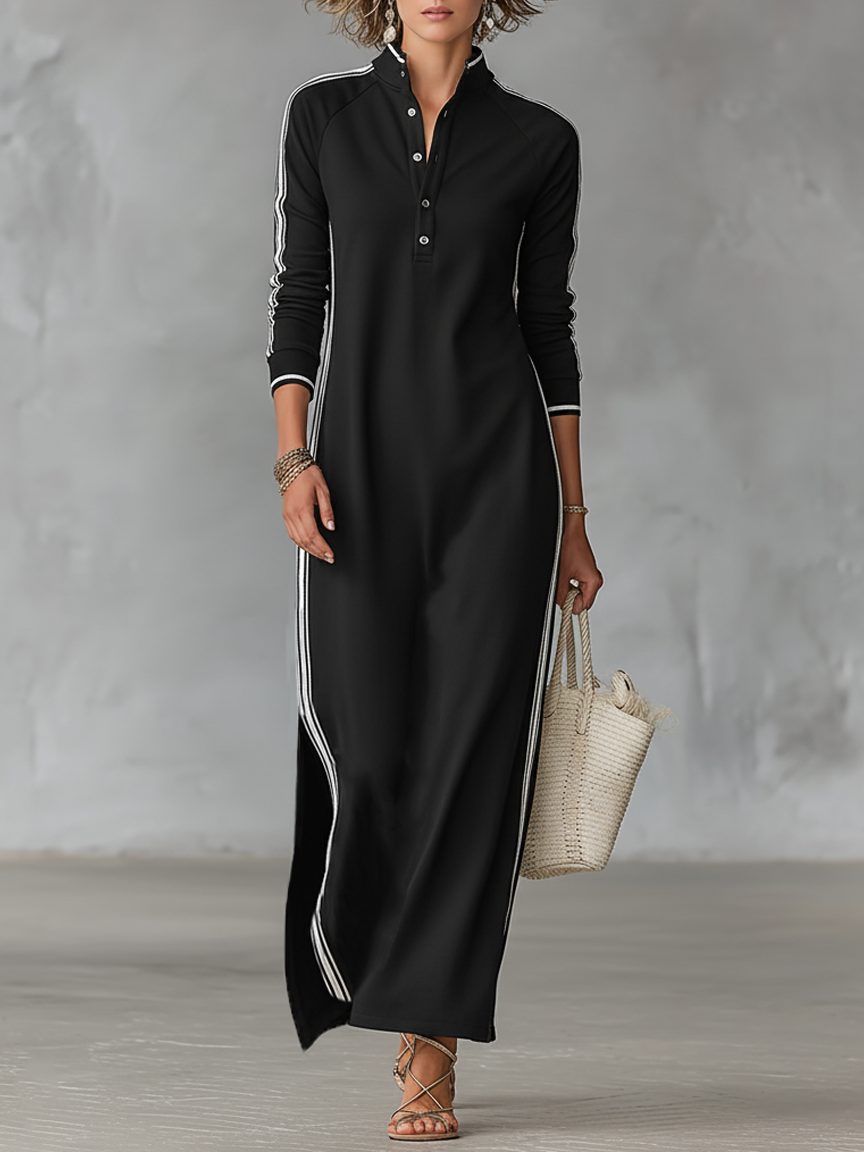 Freida | Maxi Sweater Dress with Collar and Button-Down Front for Women