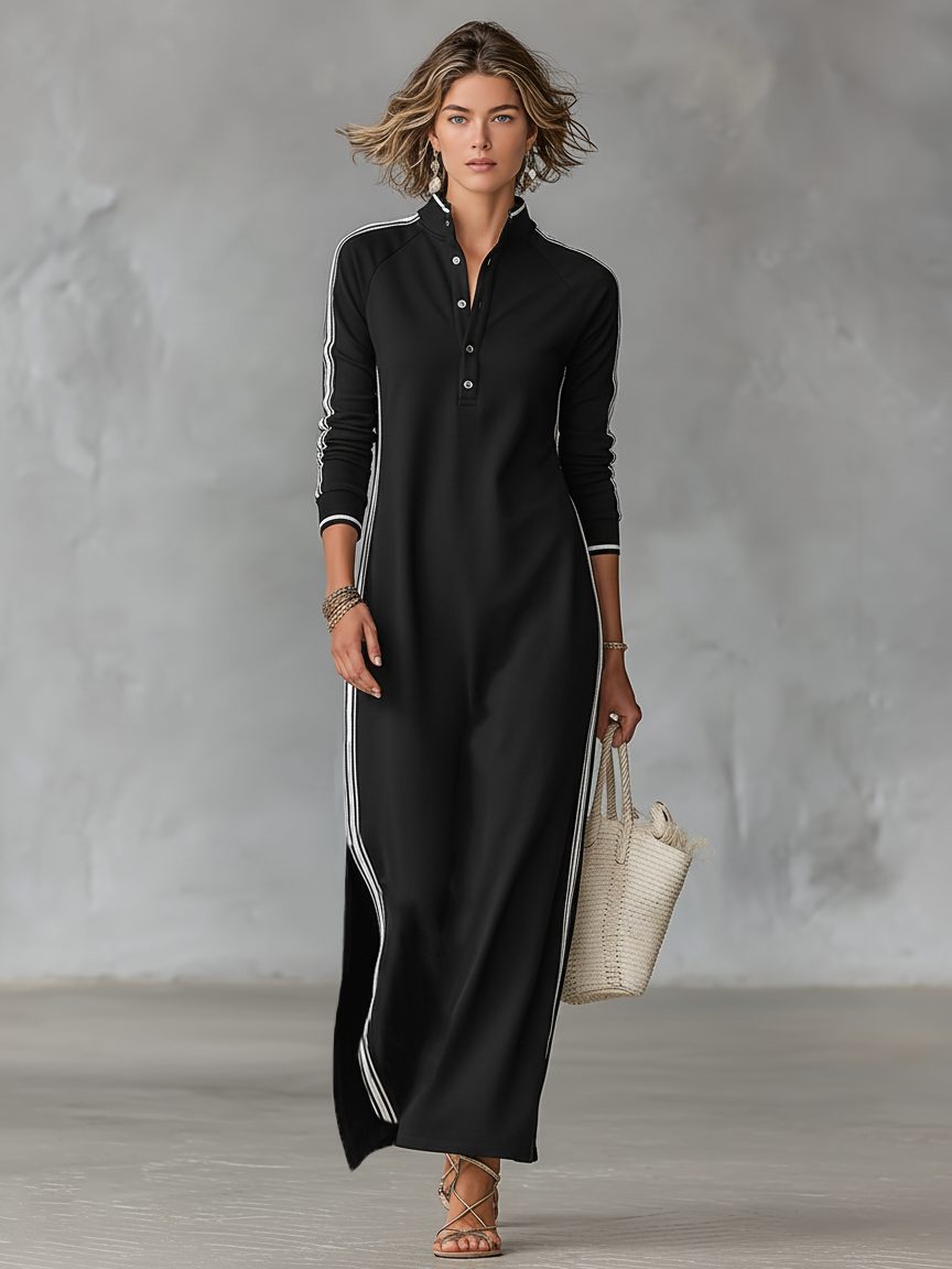 Freida | Maxi Sweater Dress with Collar and Button-Down Front for Women