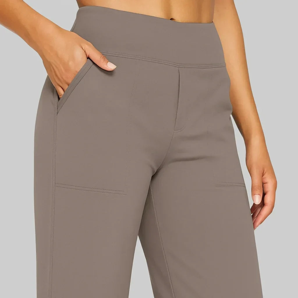 Women's High-Waist Straight-Leg Pants with Pockets