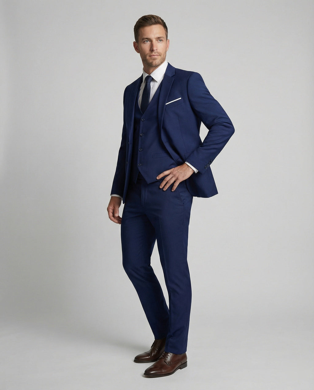 Men's Three-Piece Suit Set, Notched Lapels, Long Sleeves