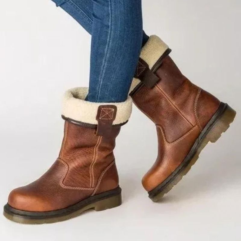Romaine | Fur-Lined Ankle Boots with Sherpa Collar for Women