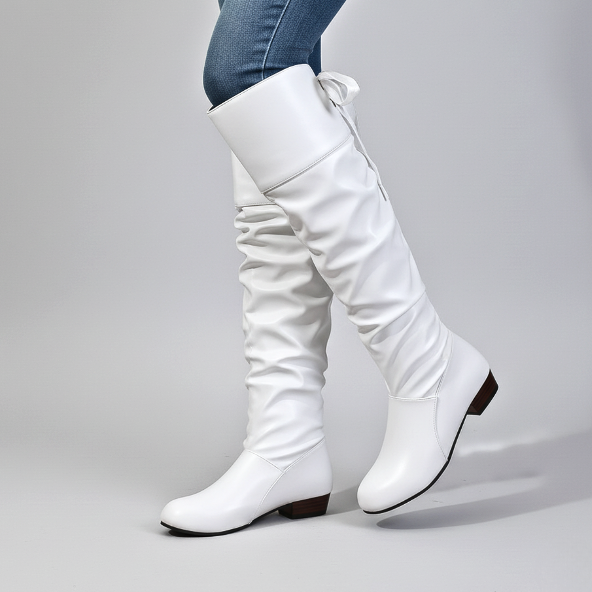 Geneva - Women's Slouched Knee-High Boots with Almond Toe