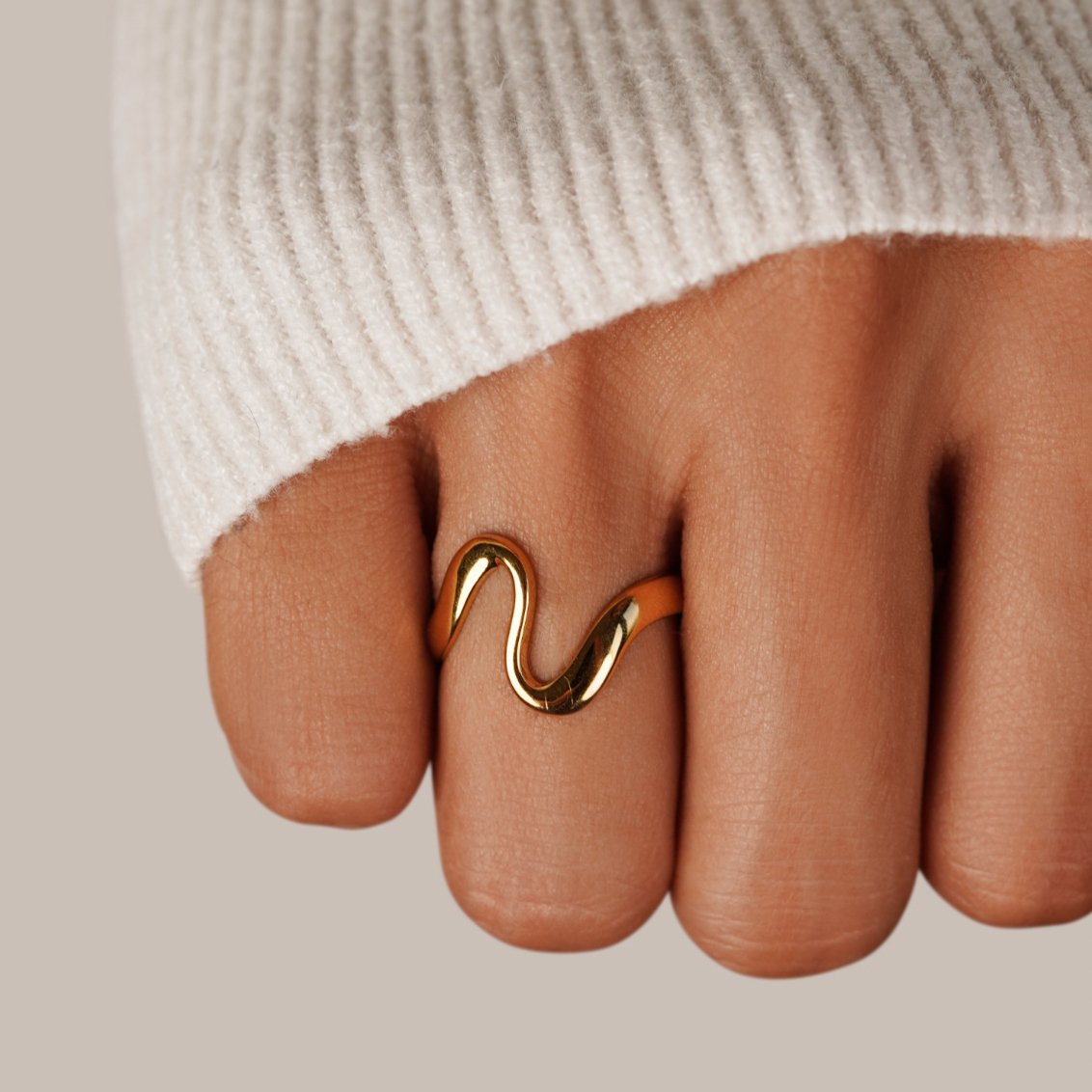 Golden Wave | Adjustable Gold Plated Ring